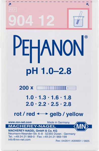 CARTINE INDICATRICI PEHANON® PH 1.0-2.8. CF/200 STRISCE